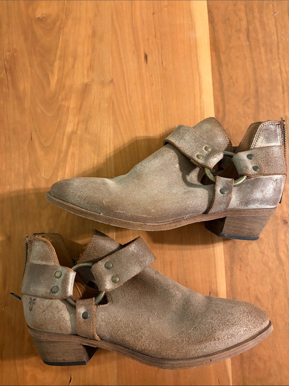 Frye Harness Cutout Ankle Boots in Taupe